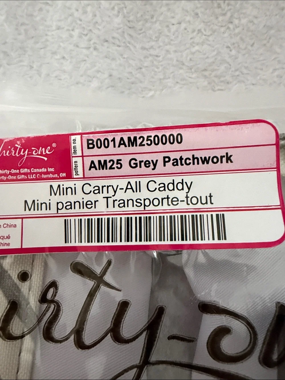 NIP thirty-one Mini Carry-All Caddy, Grey Patchwork